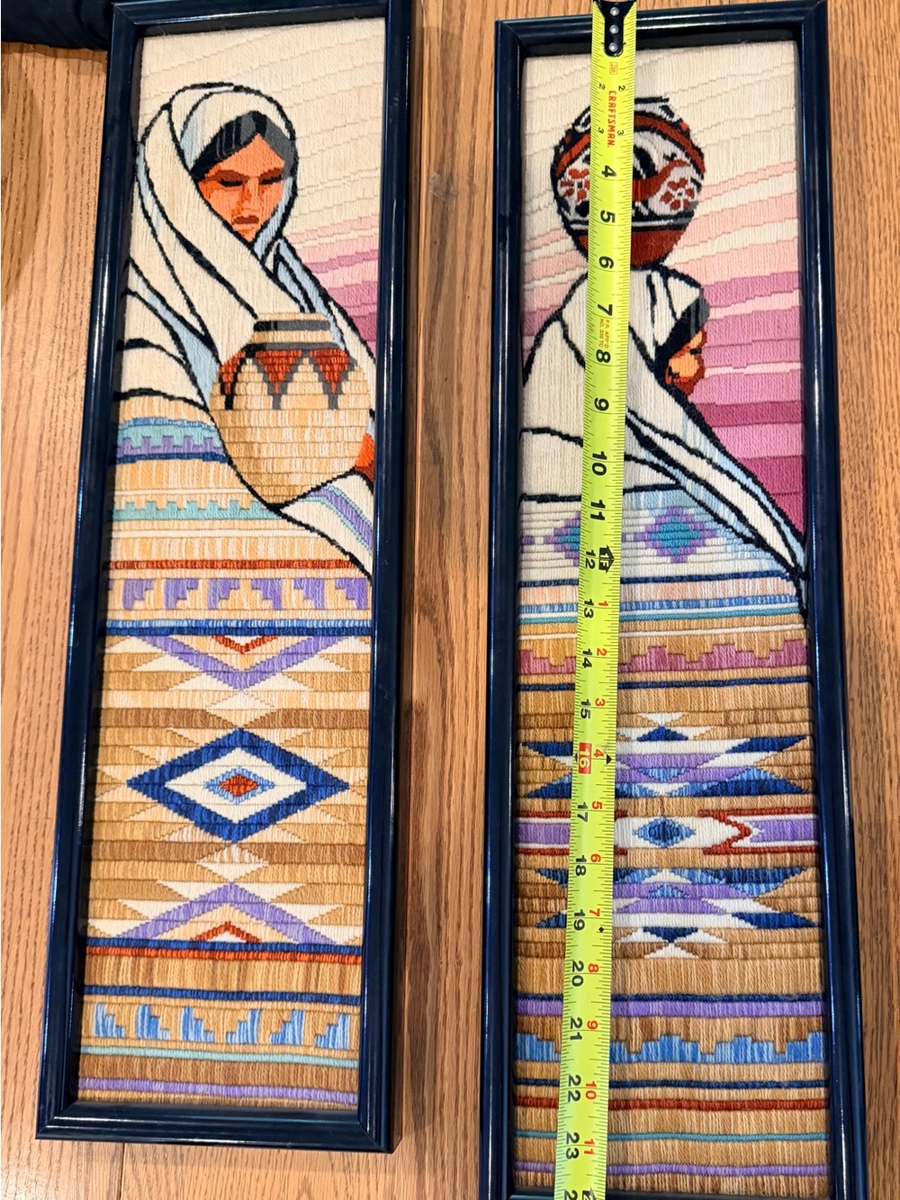 Vintage Handwoven Boho Wall Art Pair in Cream, Gold & Purple - Unbranded - Picture 6 of 7